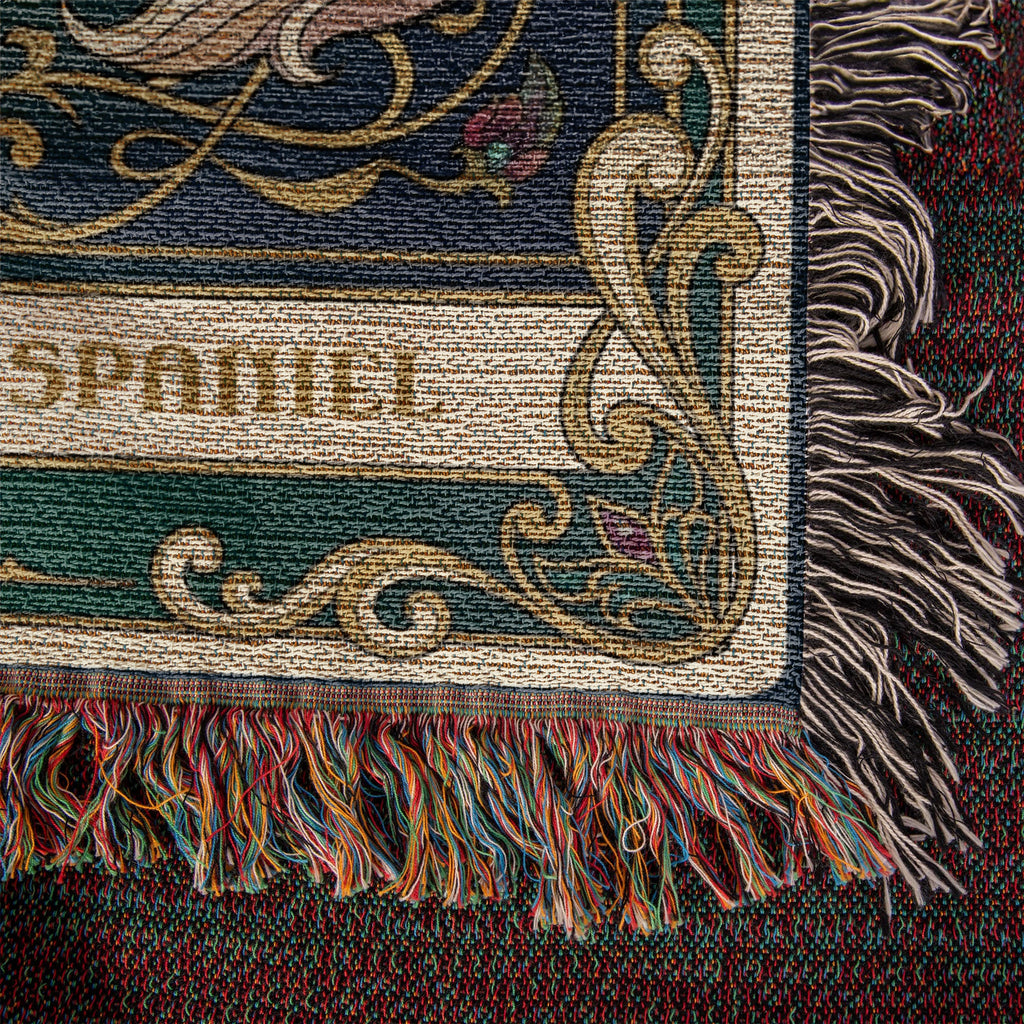 🐾 Woven Blanket Tarot Card - French Spaniel Stained glass
