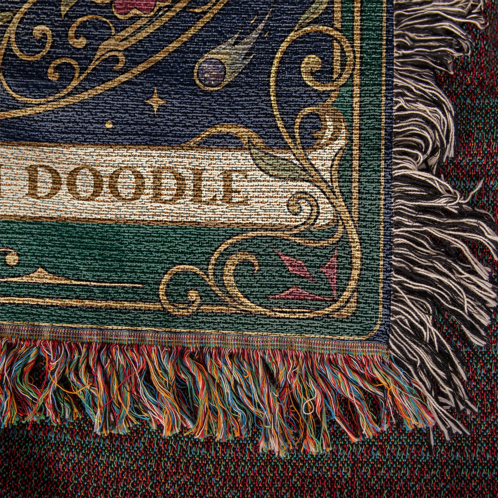 🐾 Woven Blanket Tarot Card - Golden Doodle Laying in flowers