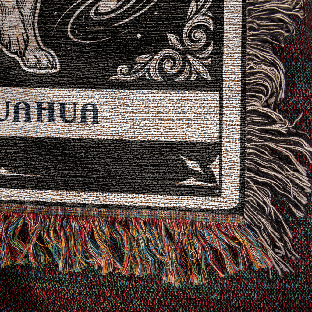 🐾 Woven Blanket Tarot Card - Chihuahua Black and White edition