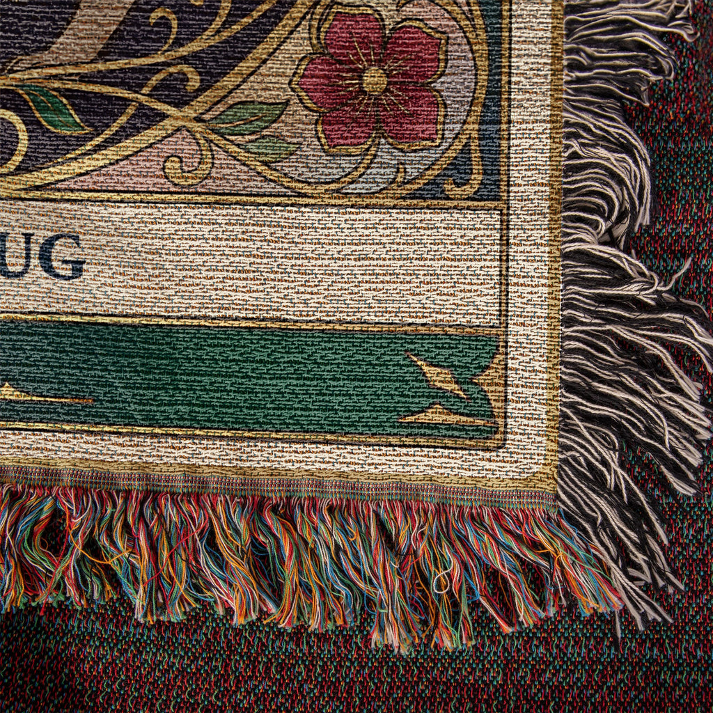 🐾 Woven Blanket Tarot Card - Pug Stained Glass