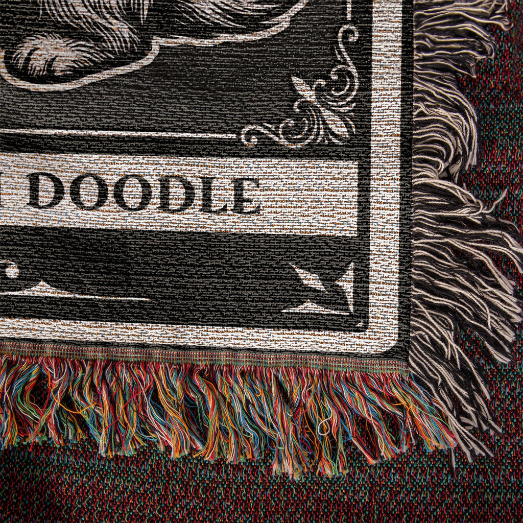 🐾 Woven Blanket Tarot Card - Golden Doodle Black&W