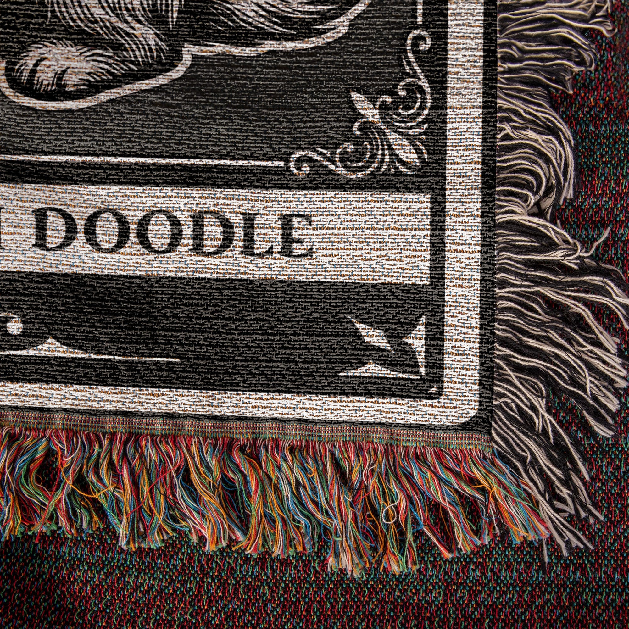 🐾 Woven Blanket Tarot Card - Golden Doodle Black&W