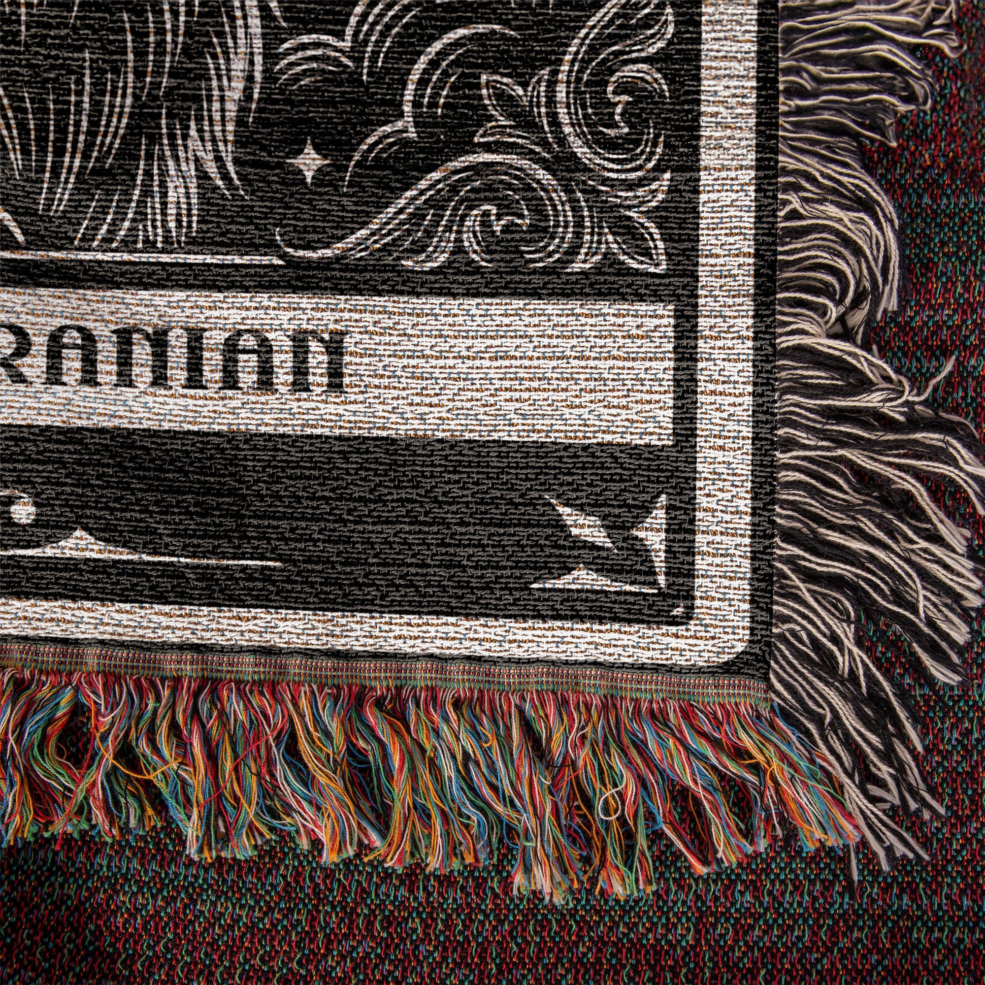 🐾 Woven Blanket Tarot Card Pomeranian Black and White