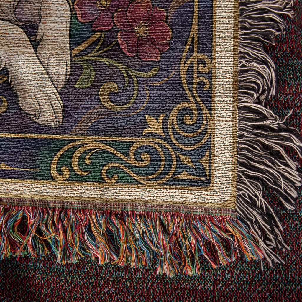 🐾 Woven Blanket Tarot Card - Border Collie Flowers