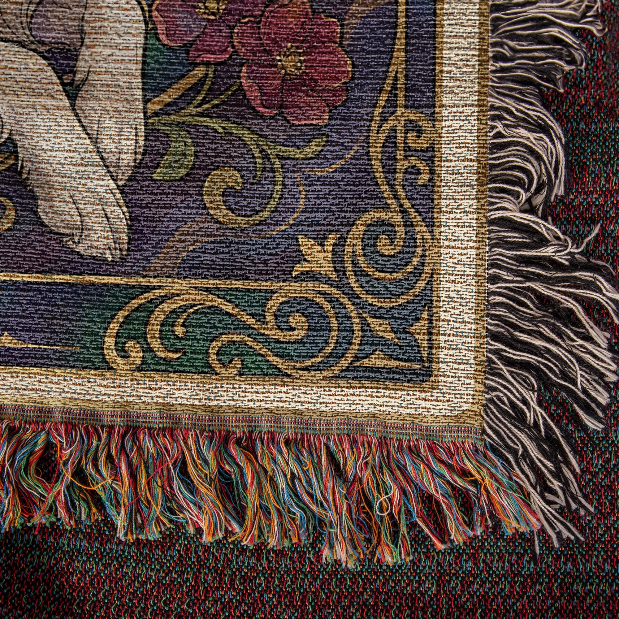 🐾 Woven Blanket Tarot Card - Border Collie Flowers