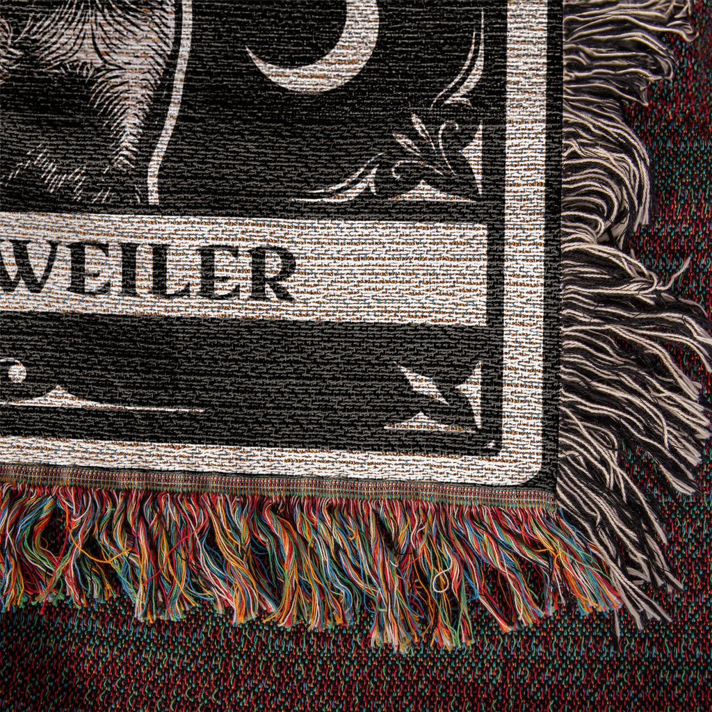 🐾 Woven Blanket Tarot Card - Rottweiler B&W