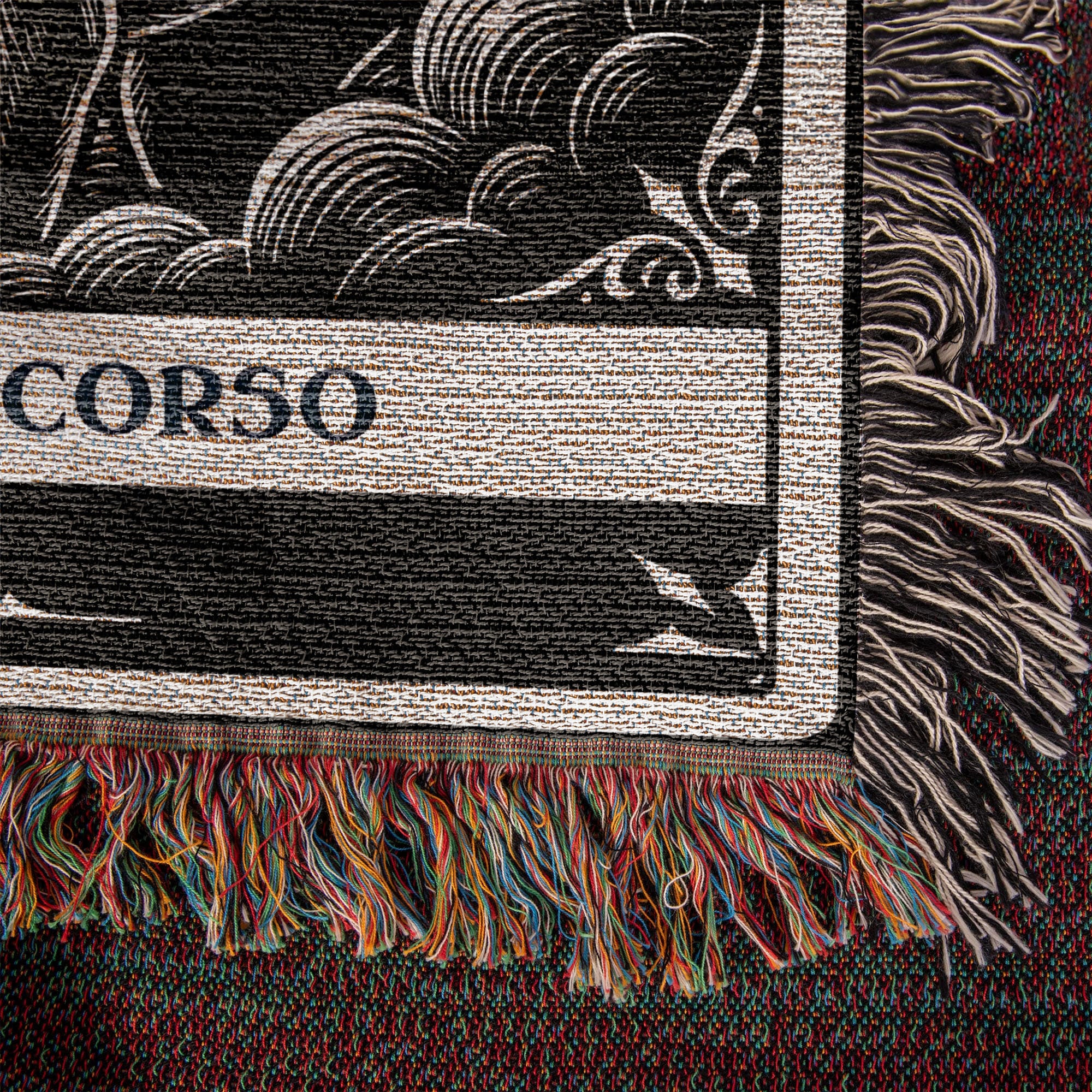 🐾 Woven Blanket Tarot Card - Cane Corso Black and White