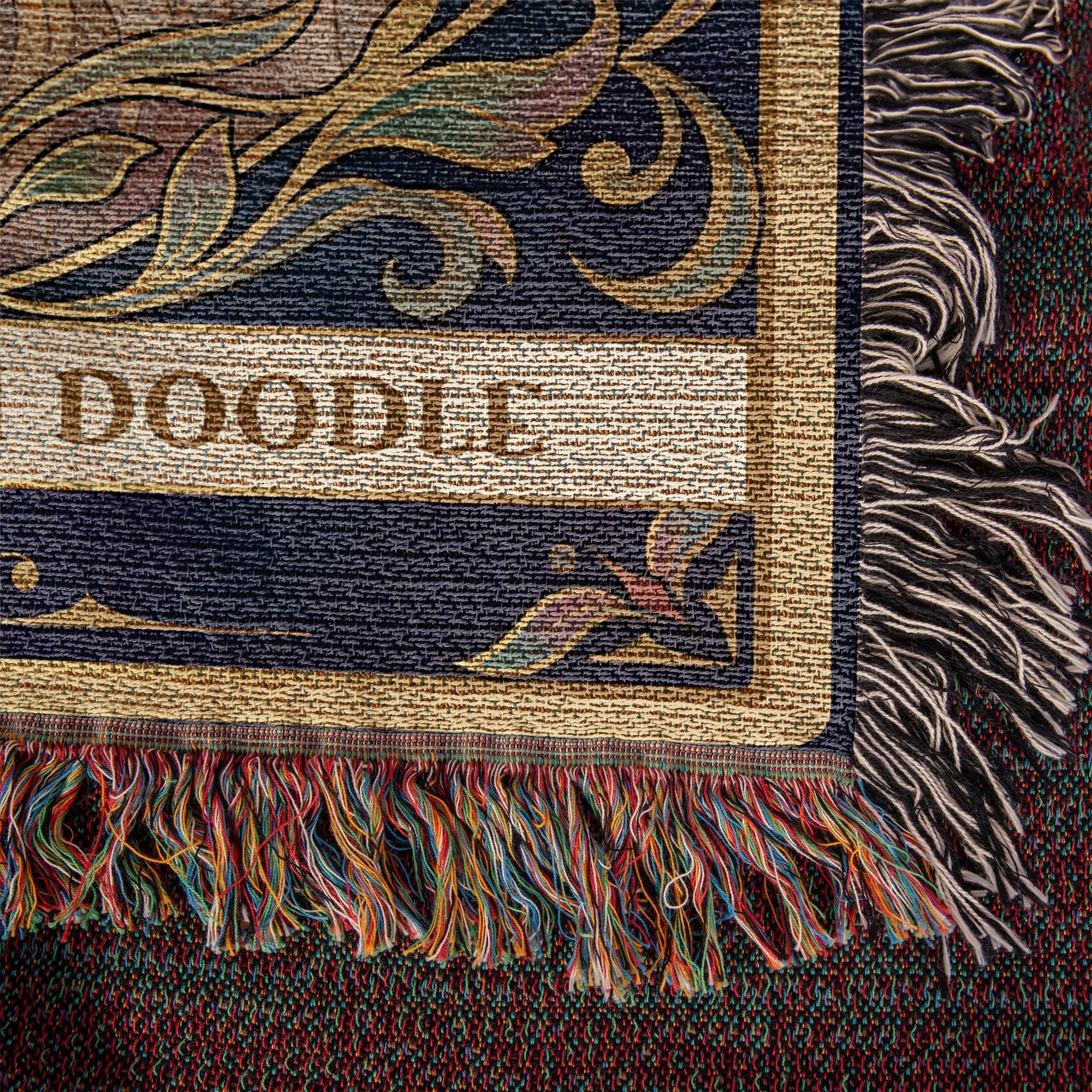 🐾 Woven Blanket Tarot Card - Golden Doodle Stained Glass