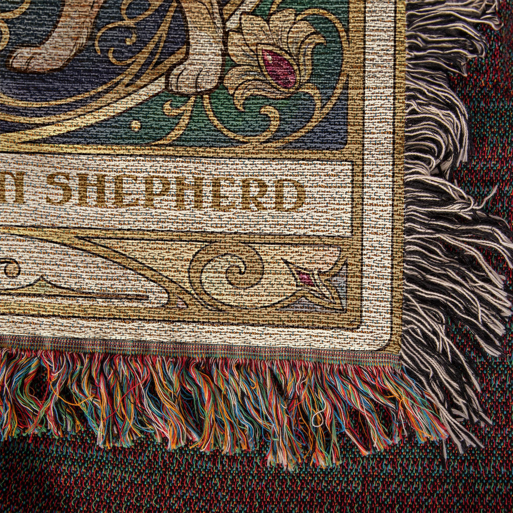 Australian Shepherd Art Nouveau Tarot Woven Blanket - Heirloom Cotton Throw