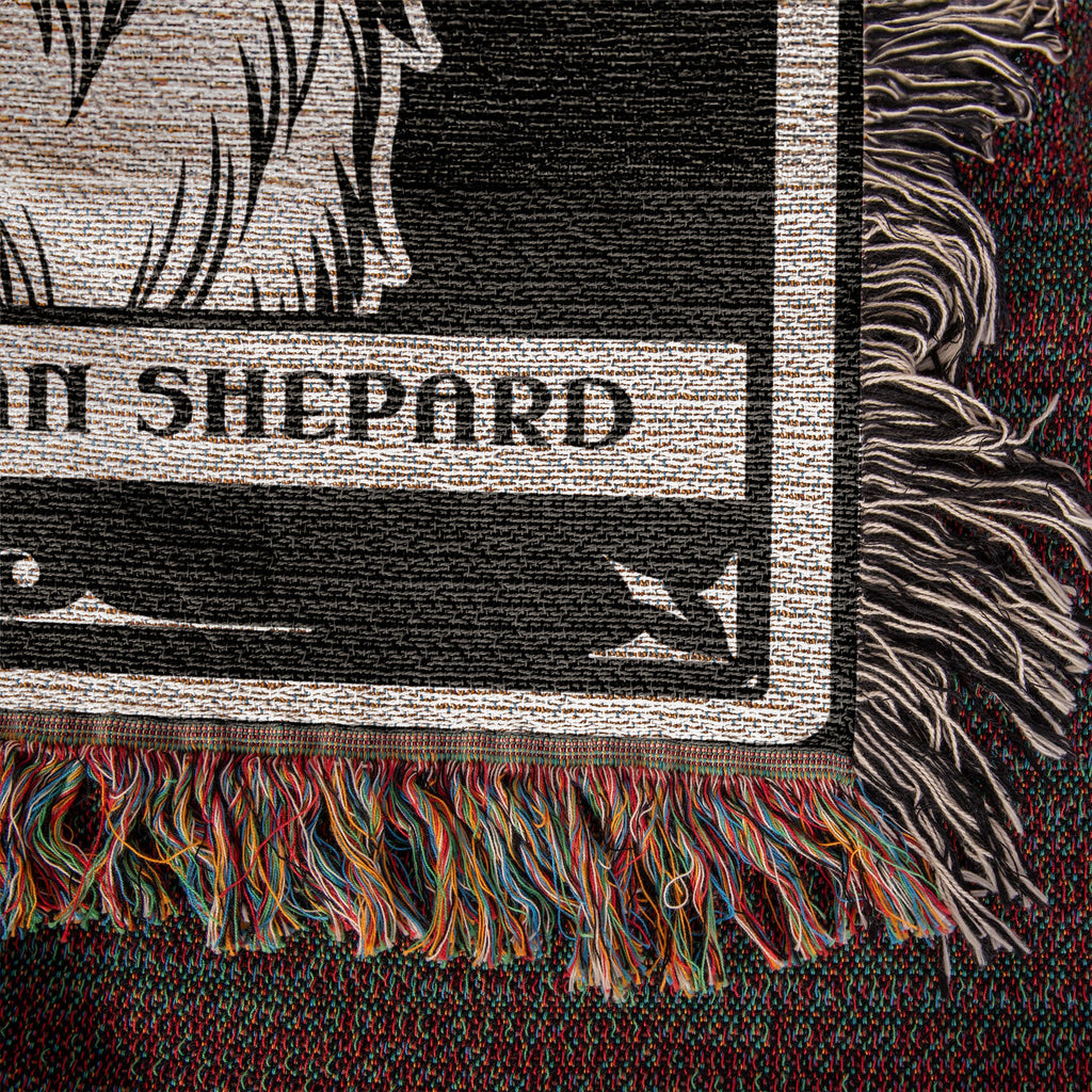 🐾 Woven Blanket Tarot Card - Australian Shepard Black and White