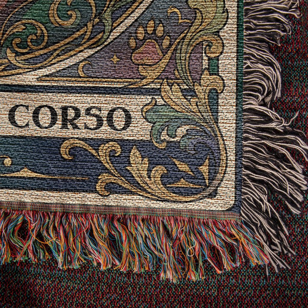 🐾 Woven Blanket Tarot Card- Cane Corso Flowers