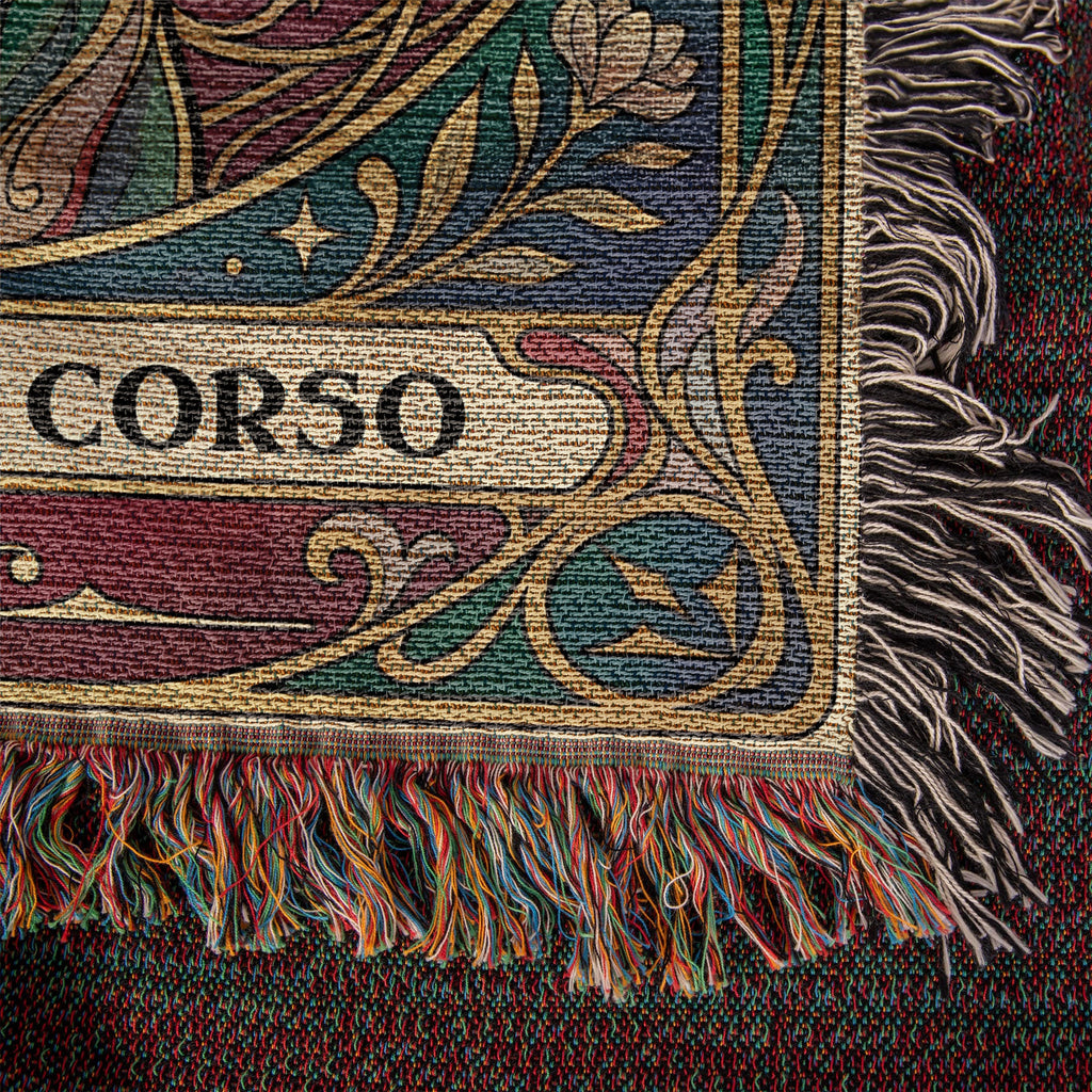 🐾 Woven Blanket Tarot - Cane Corso Gold Flowers