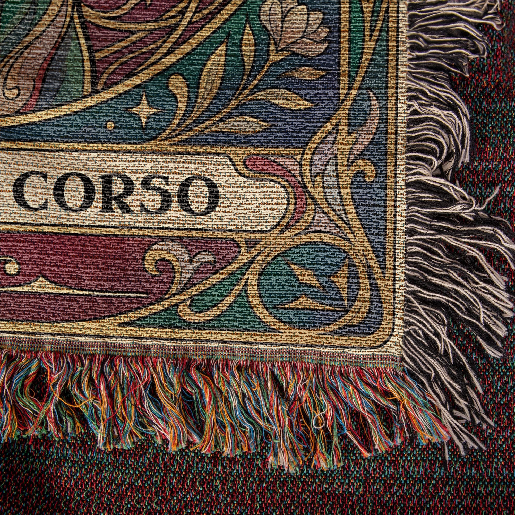 🐾 Woven Blanket Tarot - Cane Corso Gold Flowers