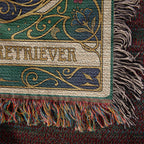 🐾 Woven Blanket Tarot Card - Golden retriever golden with red flowers