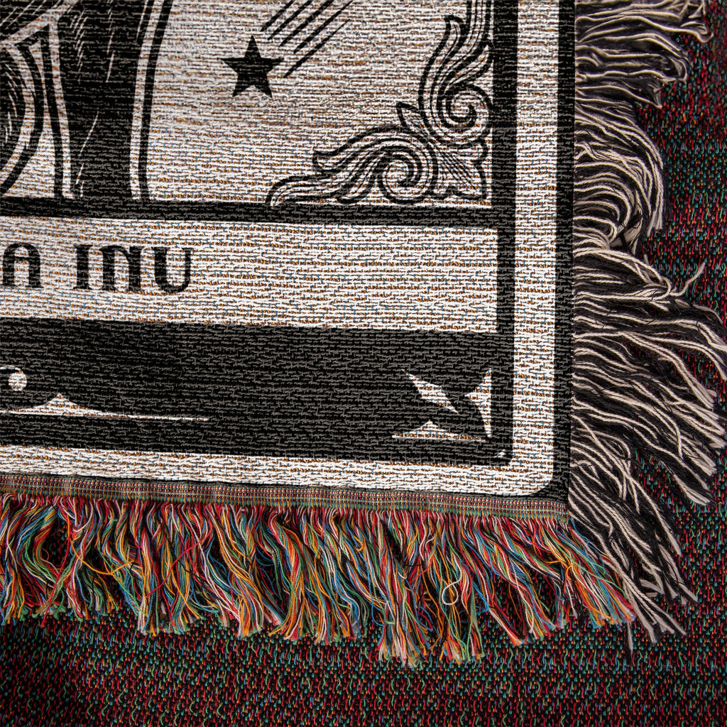 🐾 Woven Blanket Tarot Card - Shiba Imu B&W