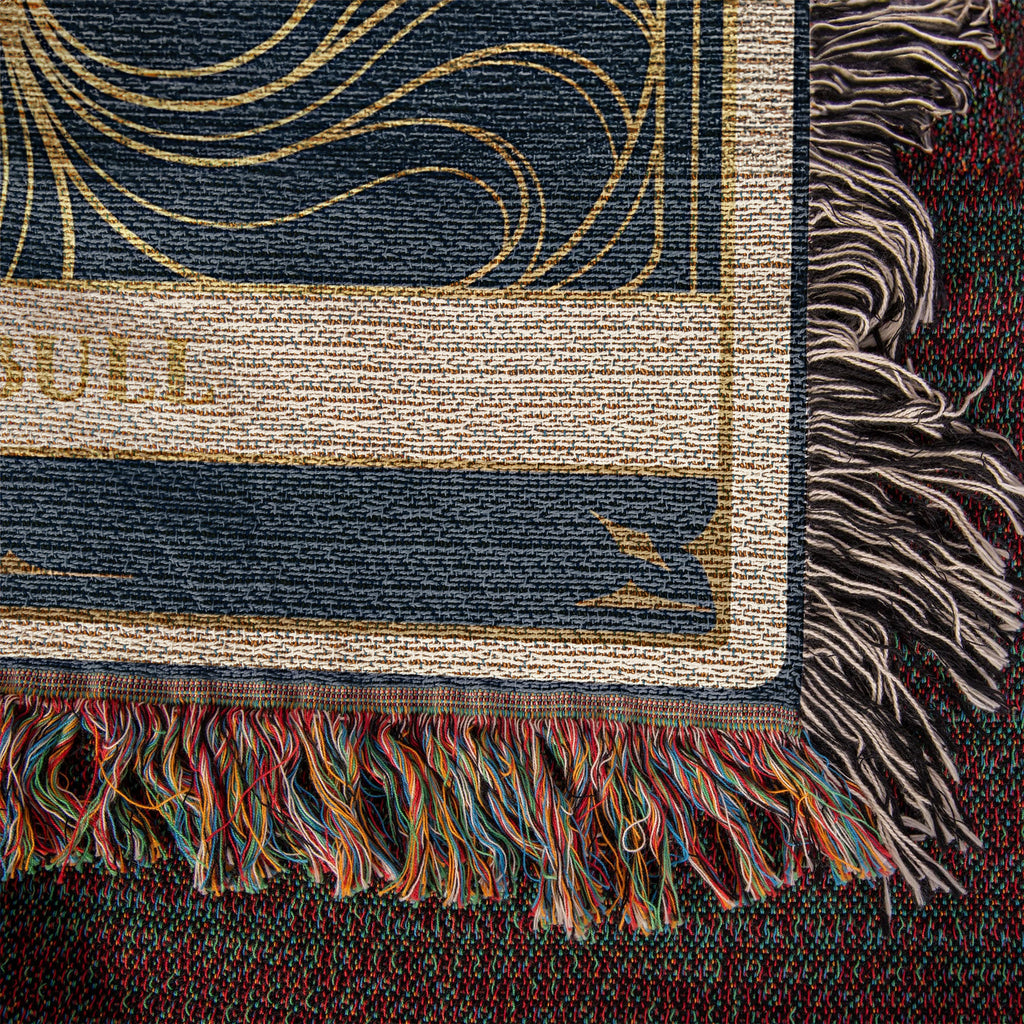 🐾 Woven Blanket Tarot Card- Pitbull Celestial Side profile