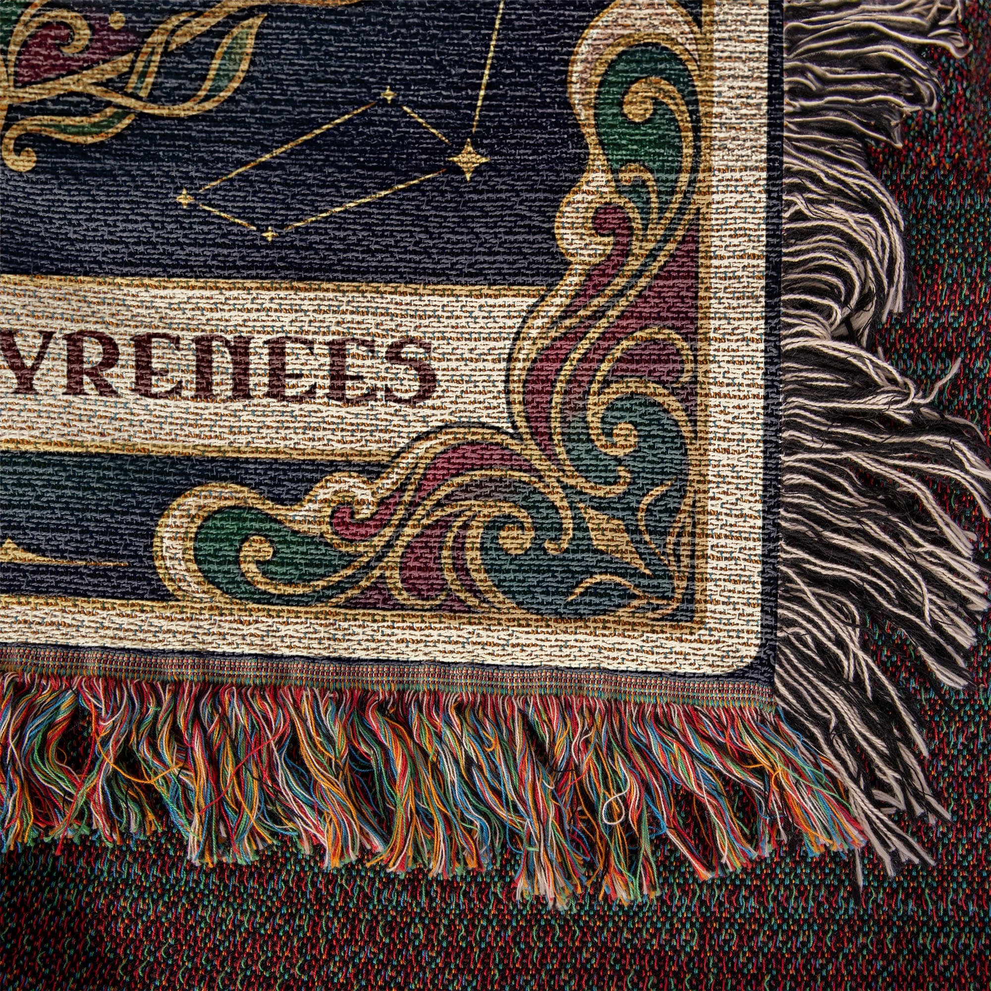 🐾 Woven Blanket Tarot Card - Great Pyrenees Green and Gold