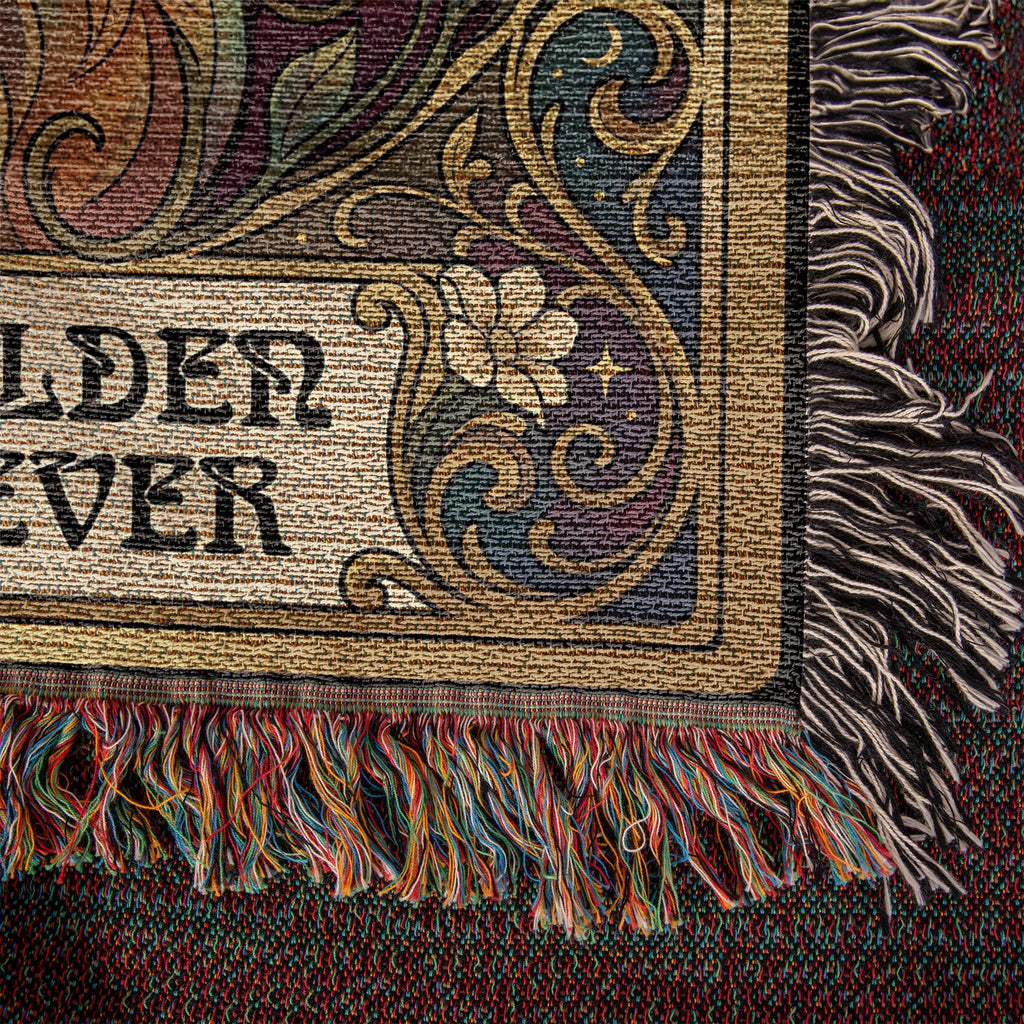 🐾 Woven Blanket Tarot Card - Golden Retriever Gold Frame with flowers