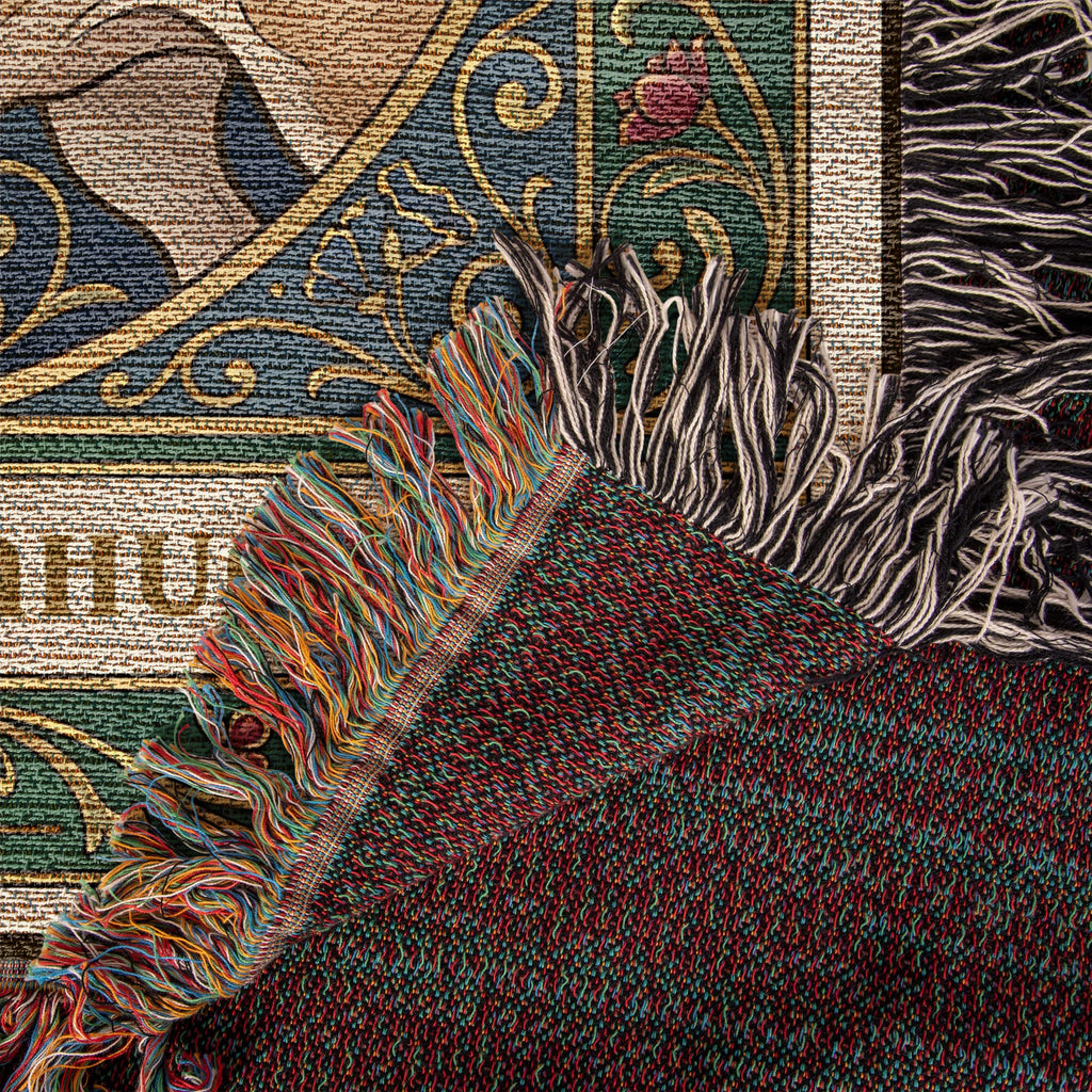 🐾 Woven Blanket Tarot Card - Chihuahua Golden Flowers