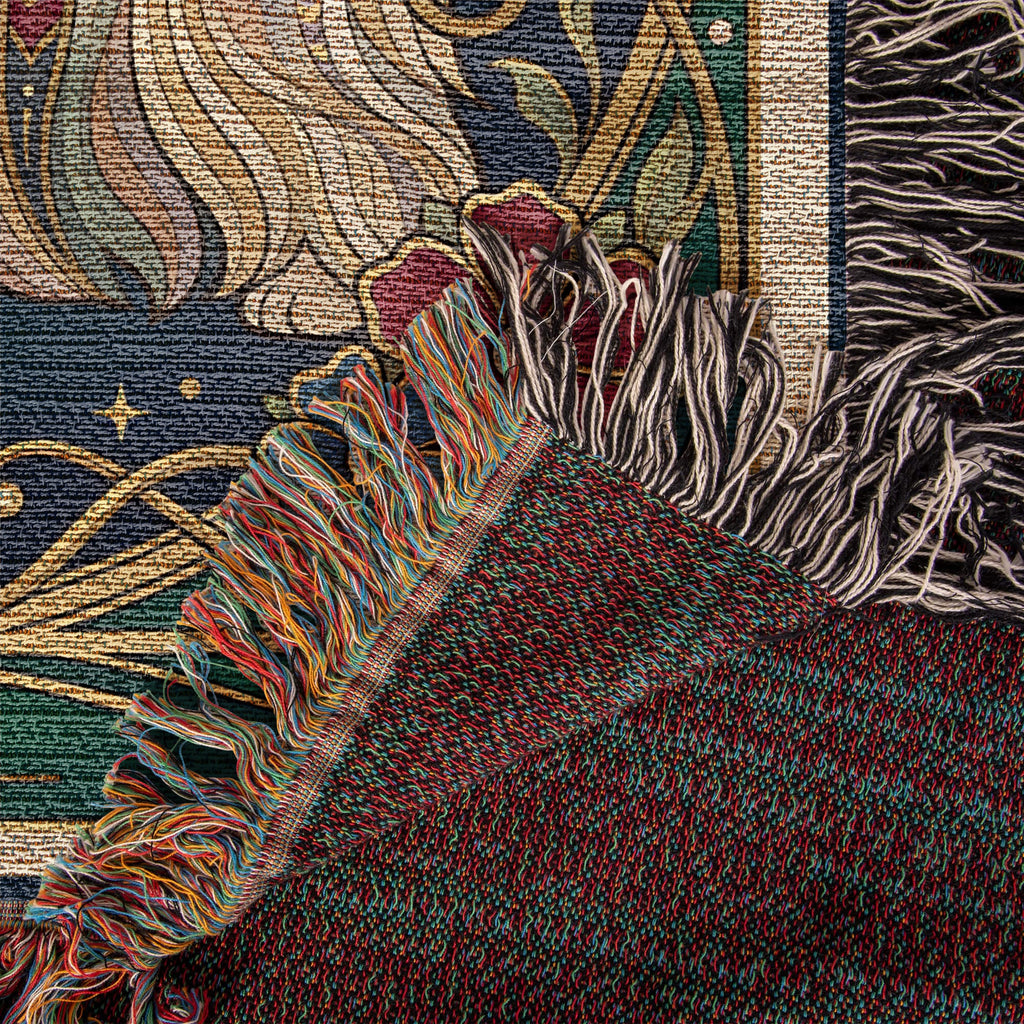 🐾 Woven Blanket Tarot Card - Shih Tzu Stained Glass