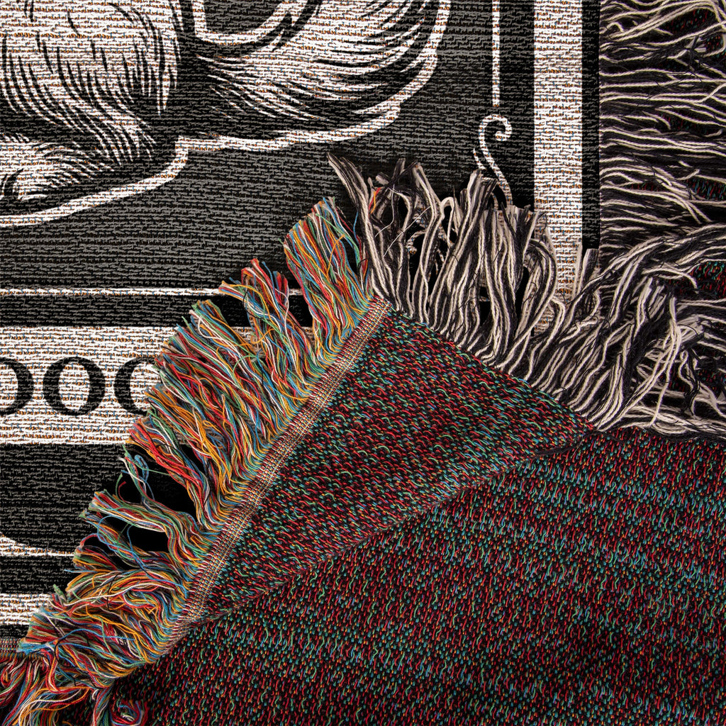 🐾 Woven Blanket Tarot Card - Golden Doodle Black&W