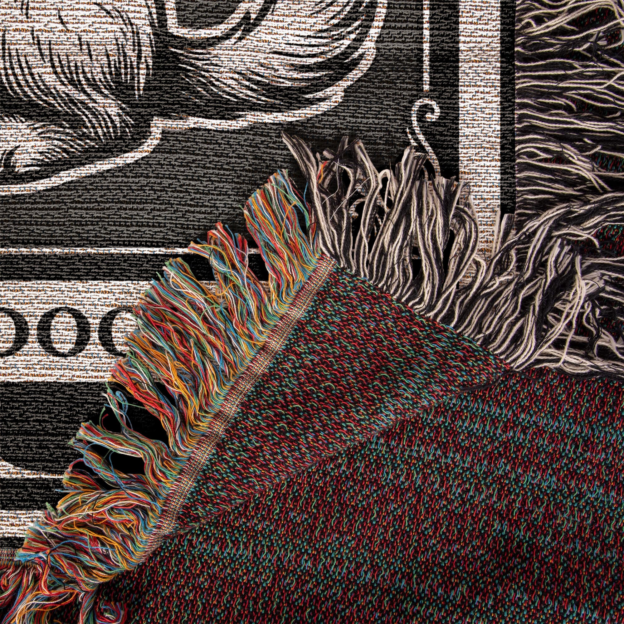 🐾 Woven Blanket Tarot Card - Golden Doodle Black&W