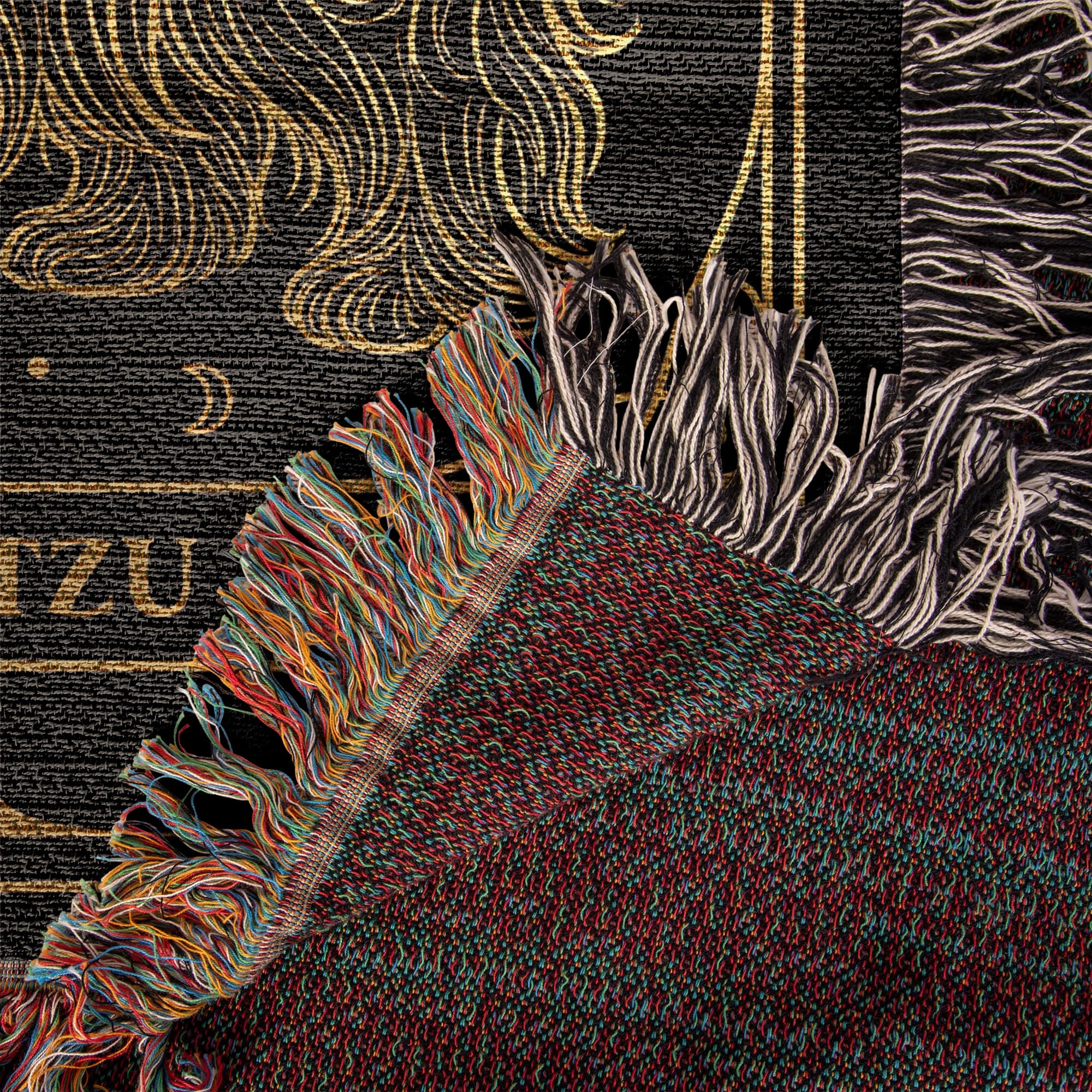 🐾  Woven Blanket Tarot Card - Shih Tzu Black and Gold