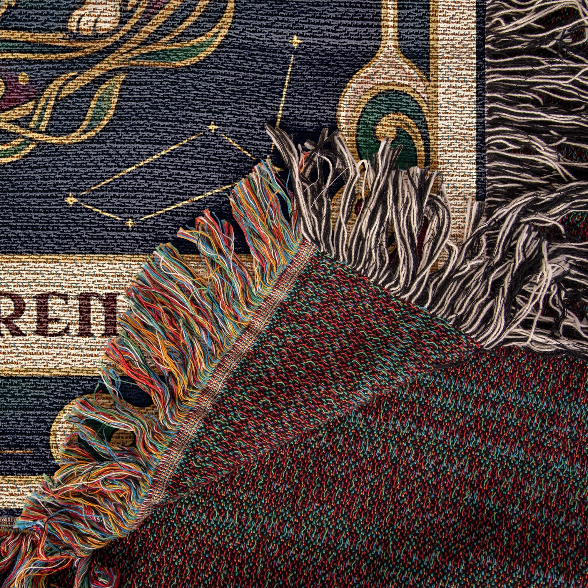 🐾 Woven Blanket Tarot Card - Great Pyrenees Green and Gold