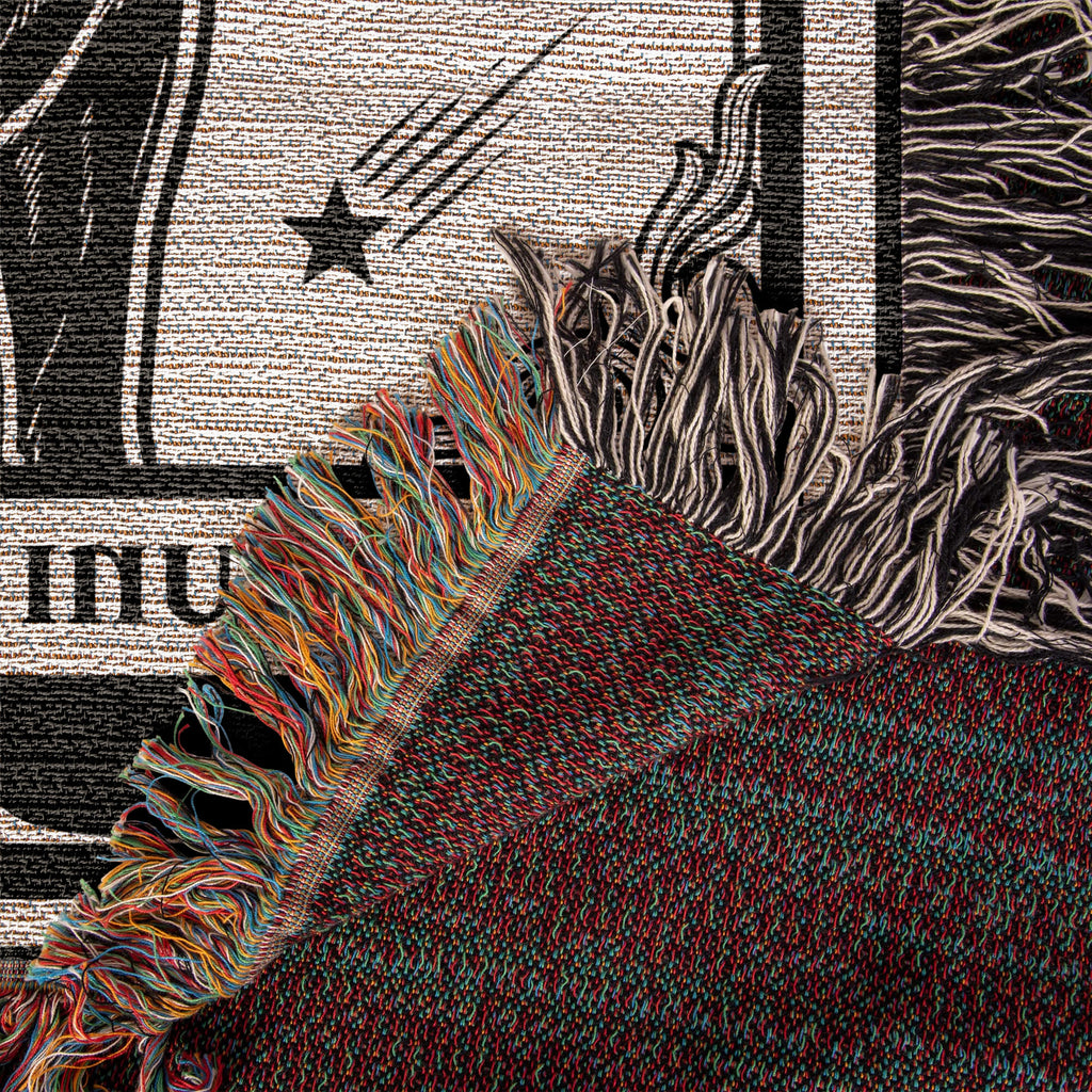 🐾 Woven Blanket Tarot Card - Shiba Imu B&W