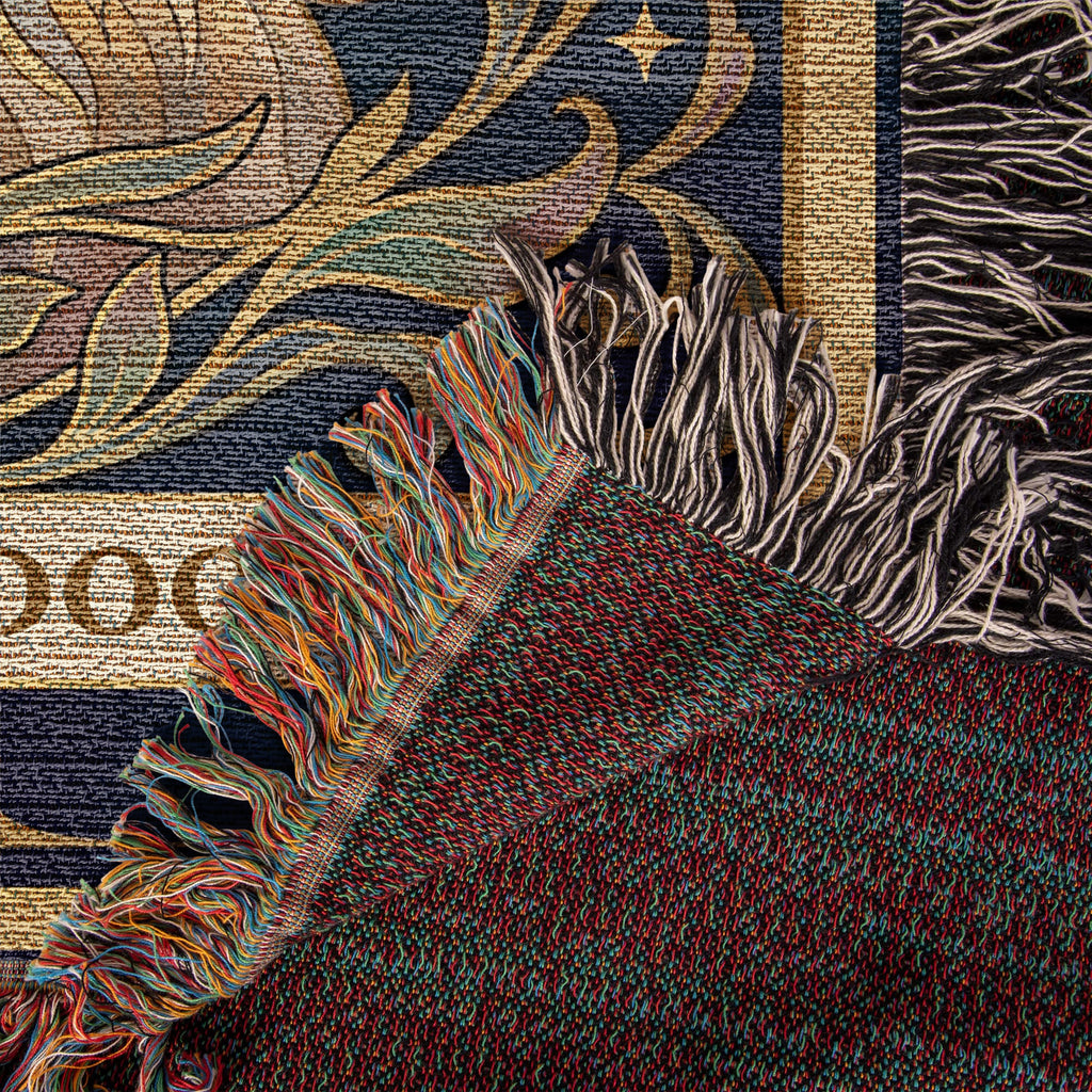 🐾 Woven Blanket Tarot Card - Golden Doodle Stained Glass