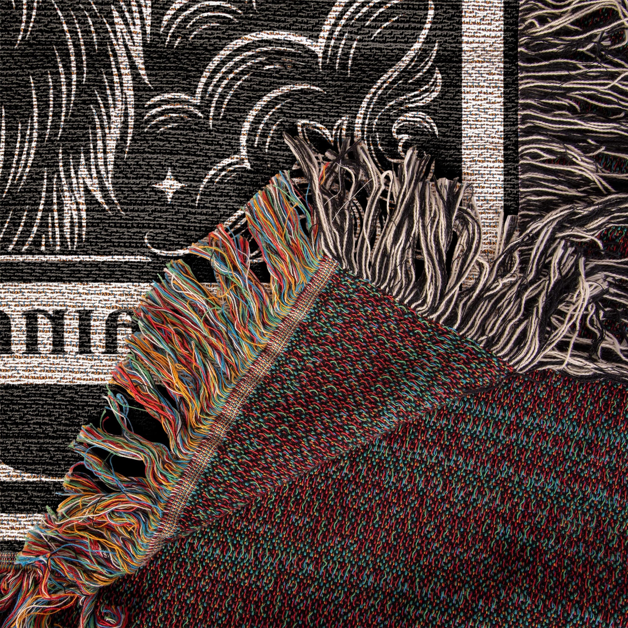 🐾 Woven Blanket Tarot Card Pomeranian Black and White