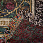 🐾 Woven Blanket Tarot Card - Rottweiler Roses