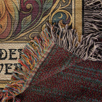 🐾 Woven Blanket Tarot Card - Golden Retriever Gold Frame with flowers