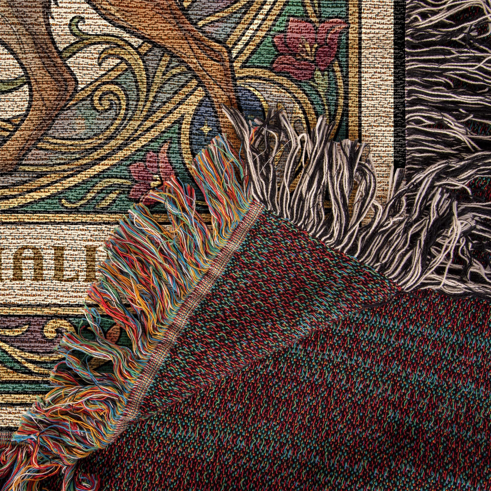 🐾 Woven Blanket Tarot Card - Belgian Malinois Stained Glass