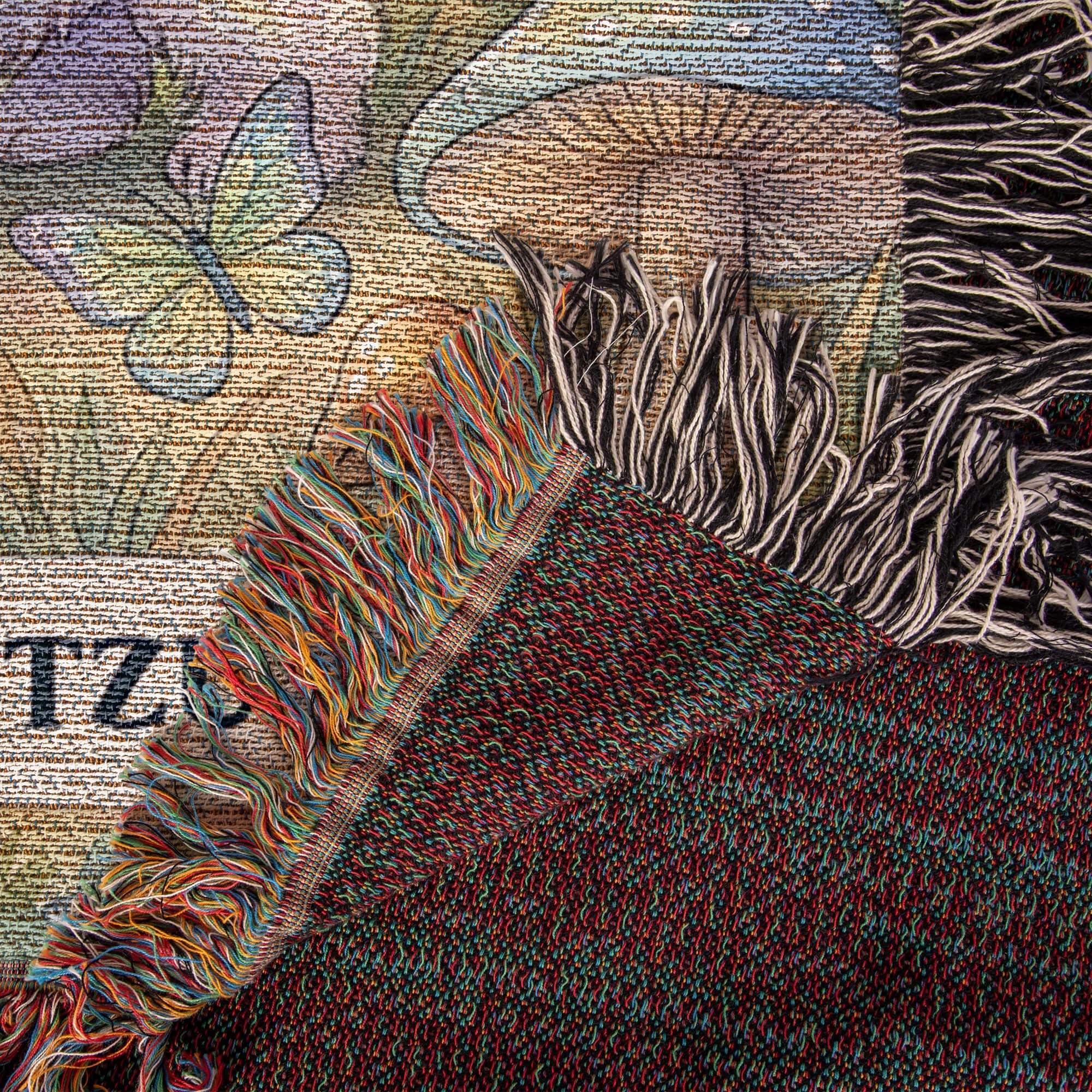 Shih Tzu Cottage Core Art Nouveau Tarot Woven Blanket - Heirloom Cotton Throw