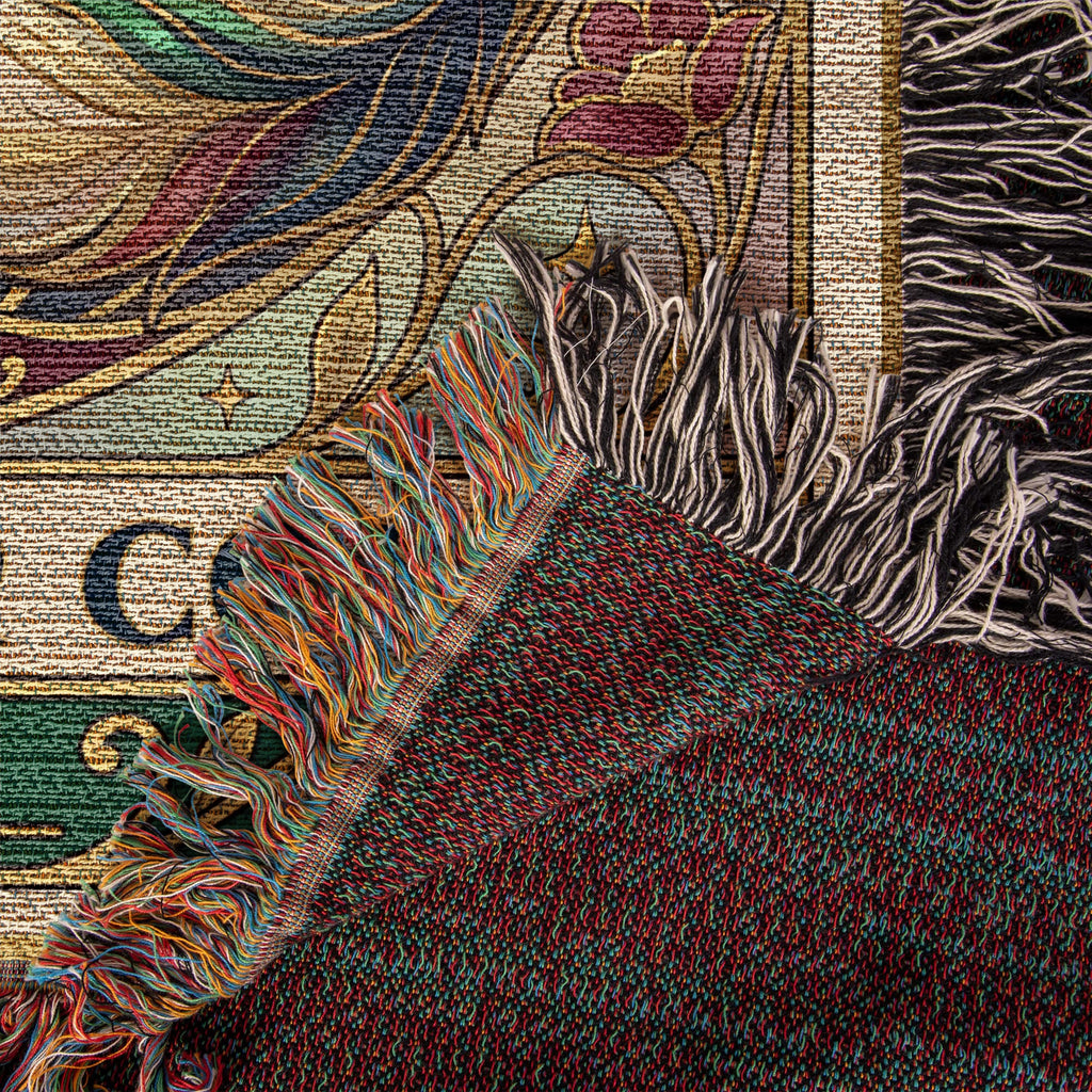 🐾 Woven Blanket Tarot Card - Border Collie Green & Gold