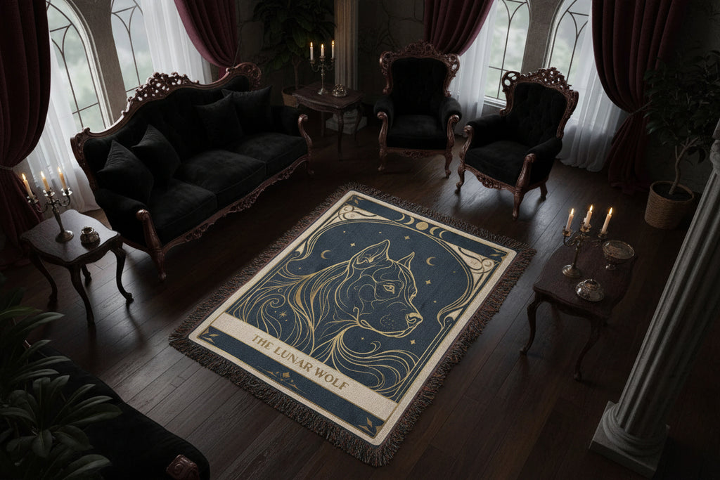 🐾 Woven Blanket Tarot Card- Pitbull Celestial Side profile