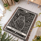 🐾 Woven Blanket Tarot Card Pomeranian Black and White