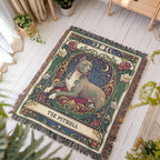 🐾 Woven Blanket Tarot Card - Pitbull laying with flowers