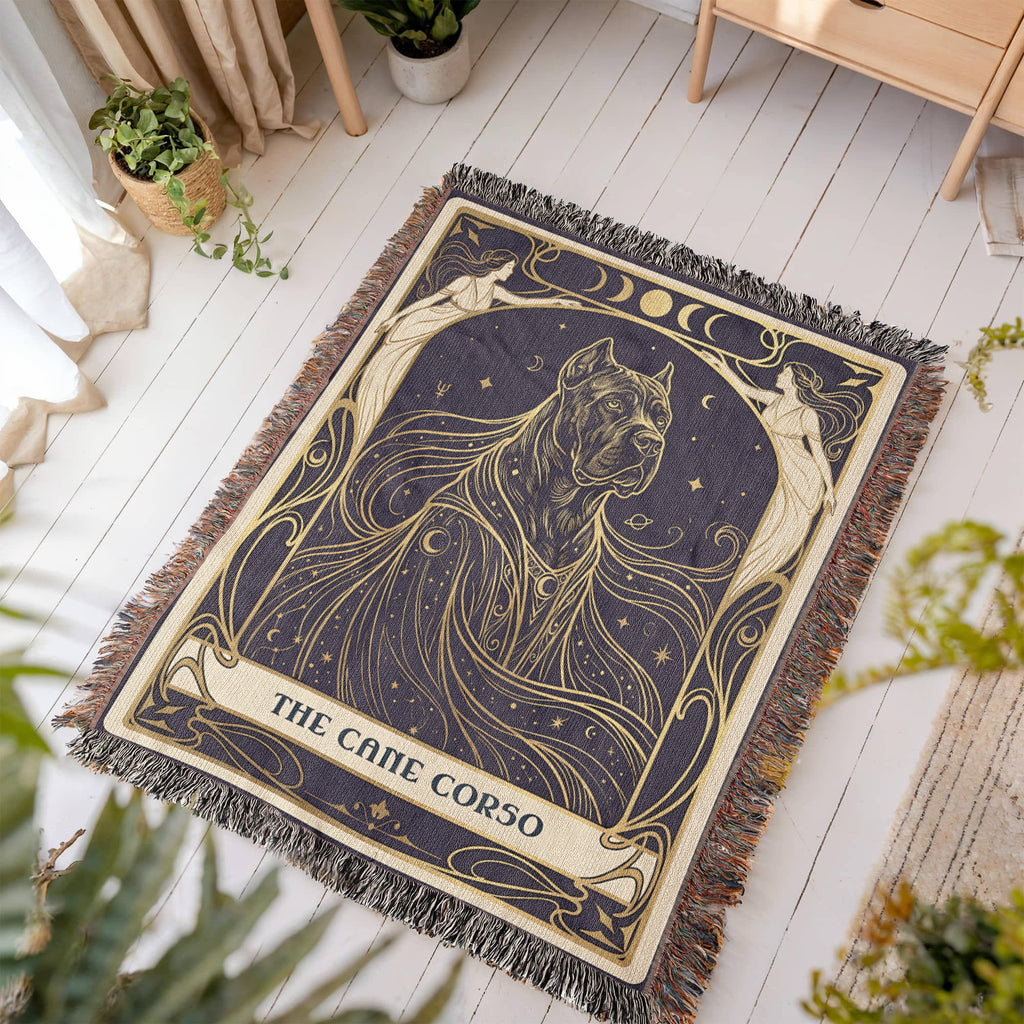 🐾 Woven Blanket Tarot Card - Cane Corso Celestial