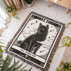 🐾 Woven Blanket Tarot Card - Shiba Imu B&W