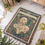 🐾 Woven Blanket Tarot Card - Golden Doodle paws forward