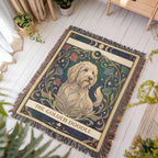 🐾 Woven Blanket Tarot Card - Golden Doodle Stained Glass