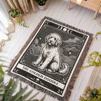 🐾 Woven Blanket Tarot Card - Golden Doodle Black&W