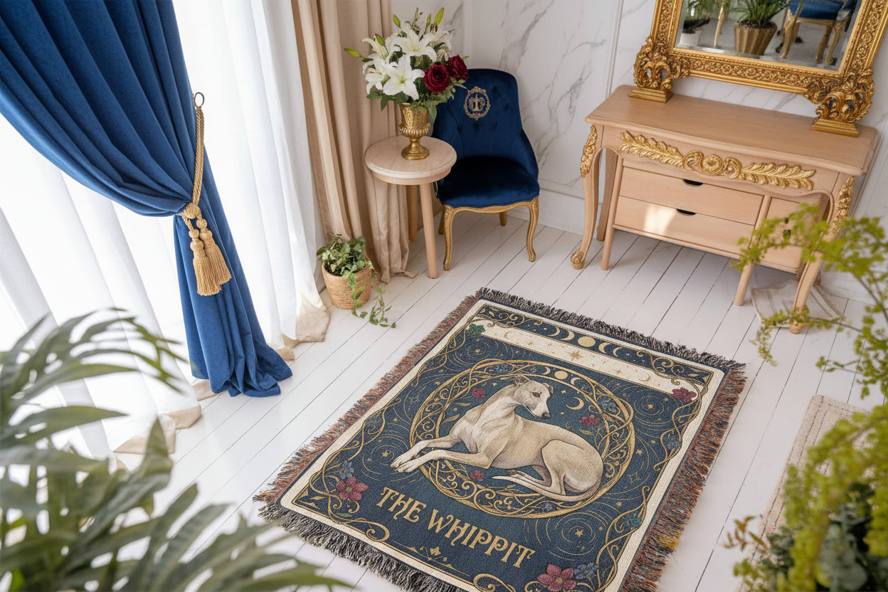 🐾 Woven Blankets Tarot Card Whippit - Grace with flowers
