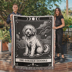 🐾 Woven Blanket Tarot Card - Golden Doodle Black&W