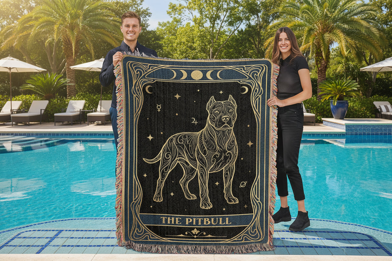 🐾 Woven blanket tarot card - Pitbull Celestial