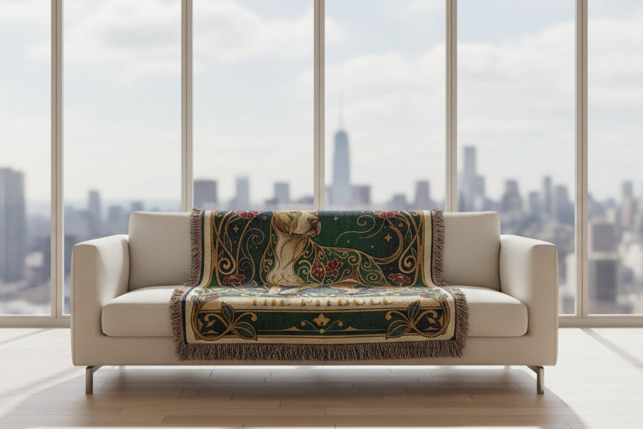 🐾 Tarot Card Woven Blanket - Pitbull Stained Glass