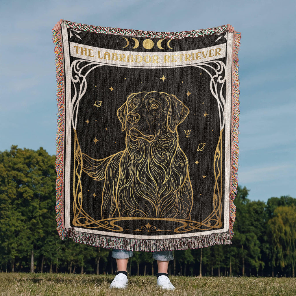 🐾 Woven blanket tarot card - Labrador Retriever Golden Headshot