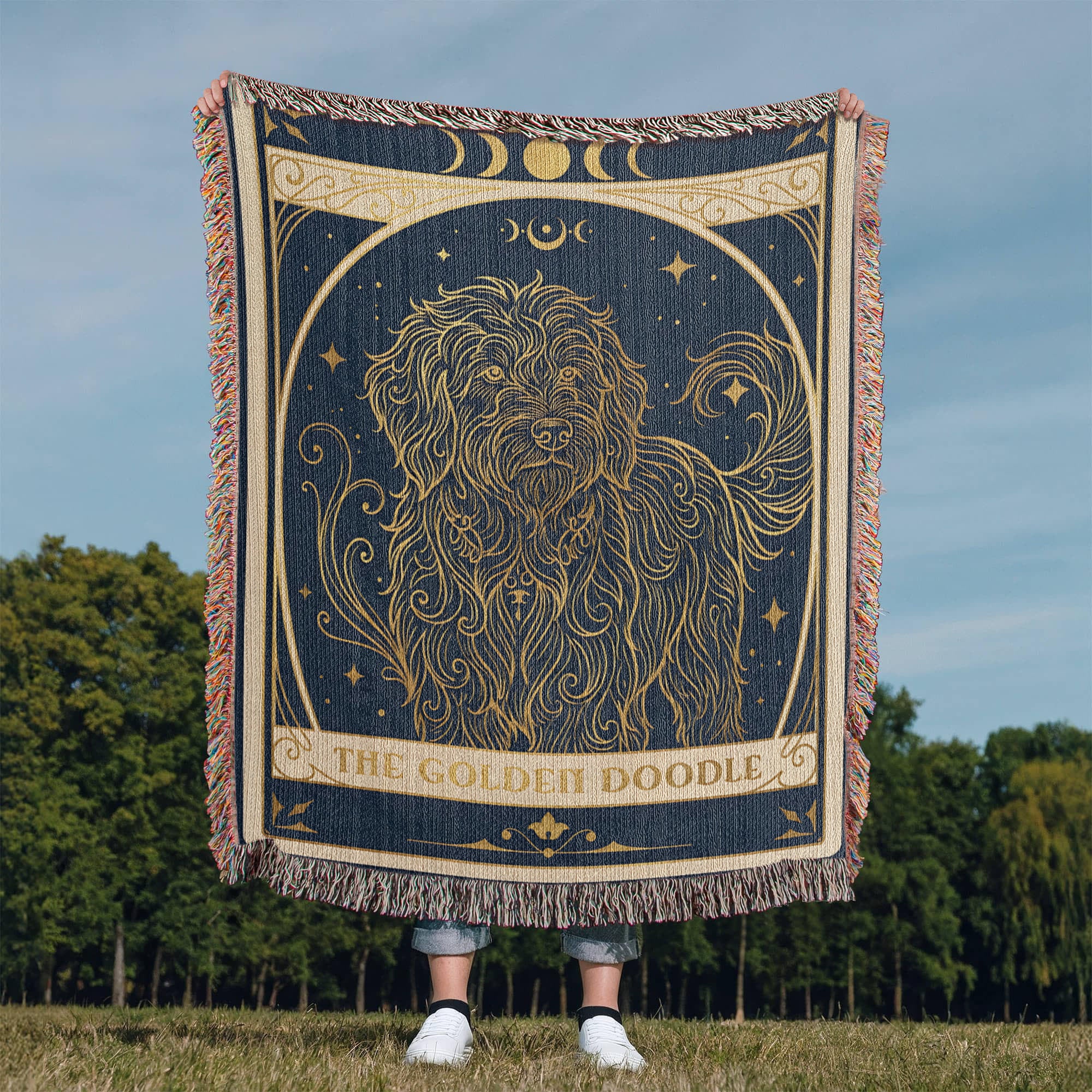 🐾 Woven Blanket Tarot Card Golden Doodle Celestial
